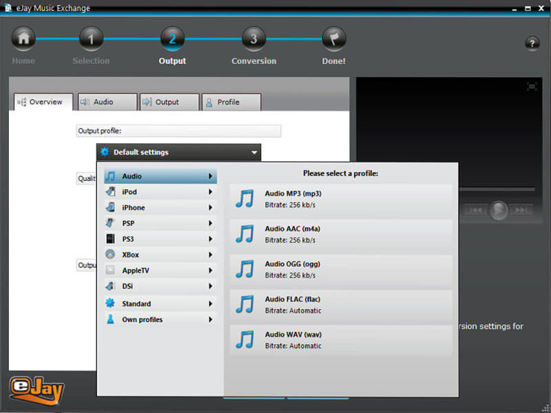 eJay Music Exchange Output Window